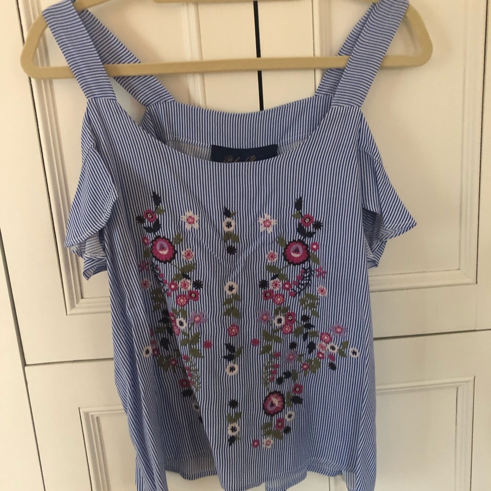 Francesca’s Pinstripe Embroidered shirt